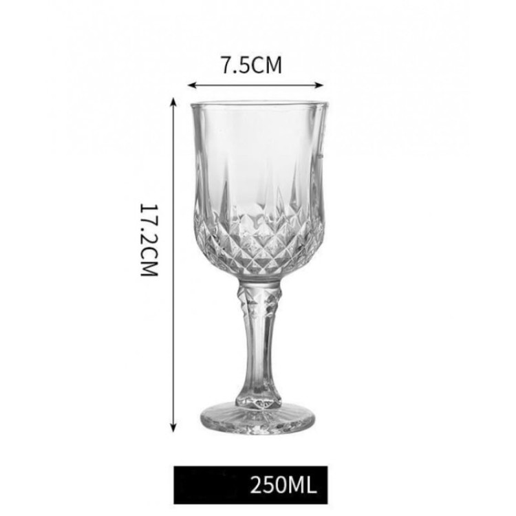 Kieliszki do wina kryształowe grube szkło 250 ml zestaw 6 sztuk Kieliszki do wina kryształowe grube szkło 250 ml zestaw 6 sztuk