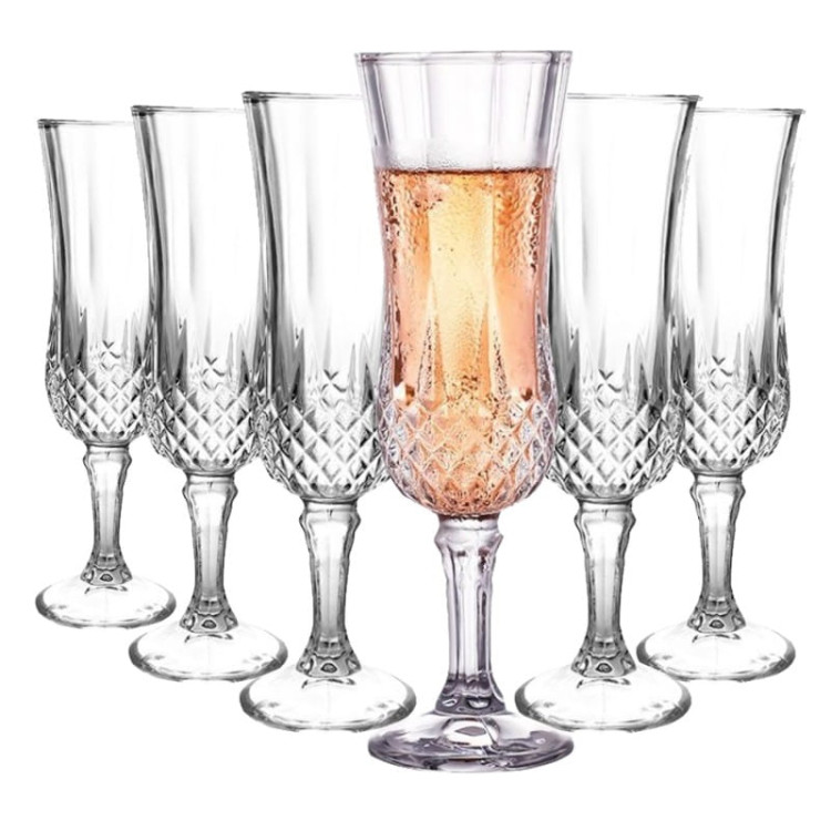 Kieliszki do szampana kryształowe grube szkło 155 ml zestaw 6 sztuk Kieliszki do szampana kryształowe grube szkło 155 ml zestaw 6 sztuk