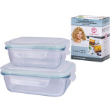 Zestaw 2 pojemników szklanych MG Home Cucina 400/600 ml żaroodporne