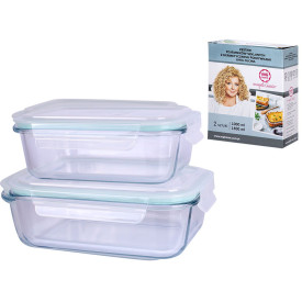 Zestaw 2 pojemników szklanych MG Home Cucina 1000/1500 ml żaroodporne
