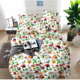 Pościel 200x220 bawełna satynowa 3D Cotton World gruba 3 części 2263 kwiaty