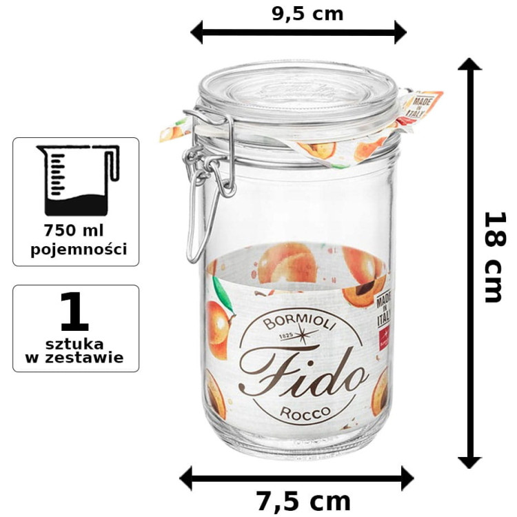 Słoik szklany Bormioli Rocco Fido 750 ml wysoki Słoik szklany Bormioli Rocco Fido 750 ml wysoki
