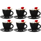 Serwis kawowy na 6 osób Glasmark Roma zestaw 6 czarnych filiżanek ze spodkami