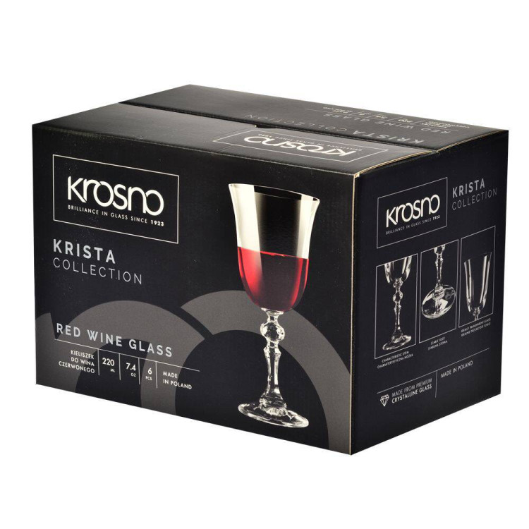 Kieliszki do wina Krosno Krista 220 ml komplet 6 sztuk Kieliszki do wina Krosno Krista 220 ml komplet 6 sztuk
