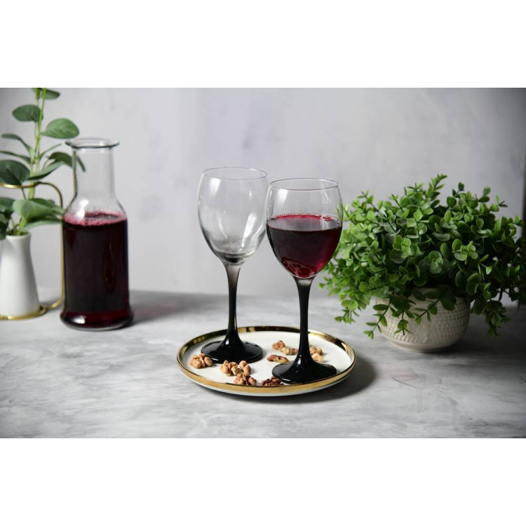 Kieliszki do wina  Glasmark 300 ml komplet 6 sztuk z czarną nóżką Kieliszki do wina  Glasmark 300 ml komplet 6 sztuk z czarną nóżką