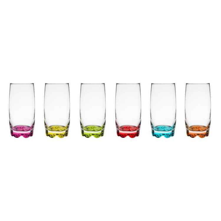 Szklanki do drinków wysokie Glasmark kolorowe dno 350 ml zestaw 6 szklanek Szklanki do drinków wysokie Glasmark kolorowe dno 350 ml zestaw 6 szklanek