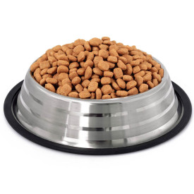 Miska metalowa dla psa kota ze stali nierdzewnej na gumie 20.5 cm