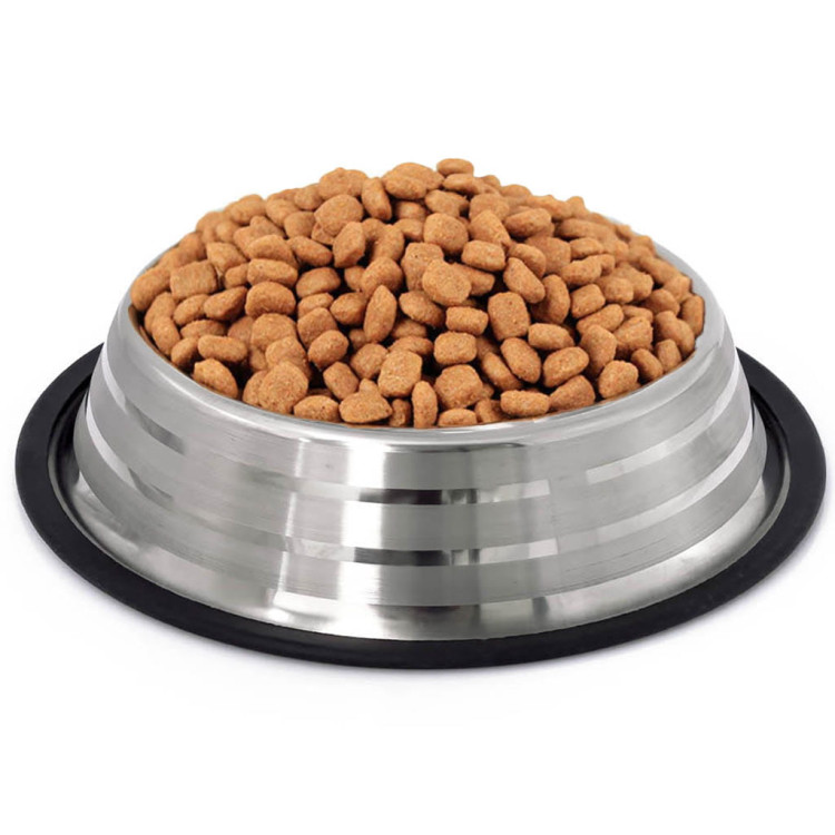Miska metalowa dla psa kota ze stali nierdzewnej na gumie 20.5 cm