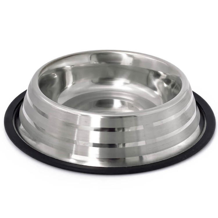 Miska metalowa dla psa kota ze stali nierdzewnej na gumie 23.5 cm Miska metalowa dla psa kota ze stali nierdzewnej na gumie 23.5 cm