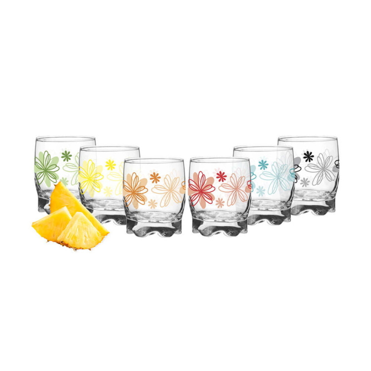 Szklanki niskie Glasmark kolorowe kwiaty 250 ml zestaw 6 szklanek Szklanki niskie Glasmark kolorowe kwiaty 250 ml zestaw 6 szklanek