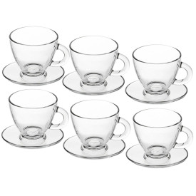 Serwis kawowy szklany na 6 osób Glasmark Roma zestaw 6 filiżanek ze spodkami