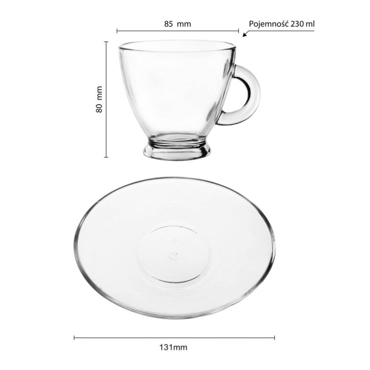 Serwis kawowy szklany na 6 osób Glasmark Roma zestaw 6 filiżanek ze spodkami Serwis kawowy szklany na 6 osób Glasmark Roma zestaw 6 filiżanek ze spodkami