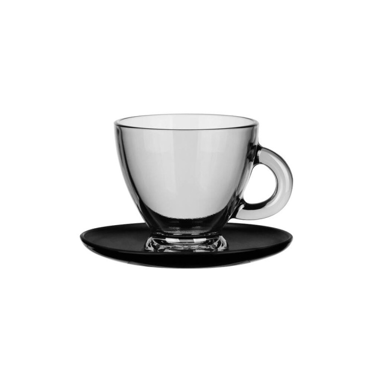 Serwis kawowy szklany na 6 osób Glasmark Roma Midnight zestaw 6 filiżanek ze spodkami Serwis kawowy szklany na 6 osób Glasmark Roma Midnight zestaw 6 filiżanek ze spodkami