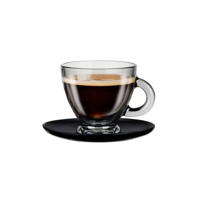 Serwis kawowy szklany na 6 osób Glasmark Roma Midnight zestaw 6 filiżanek ze spodkami Serwis kawowy szklany na 6 osób Glasmark Roma Midnight zestaw 6 filiżanek ze spodkami