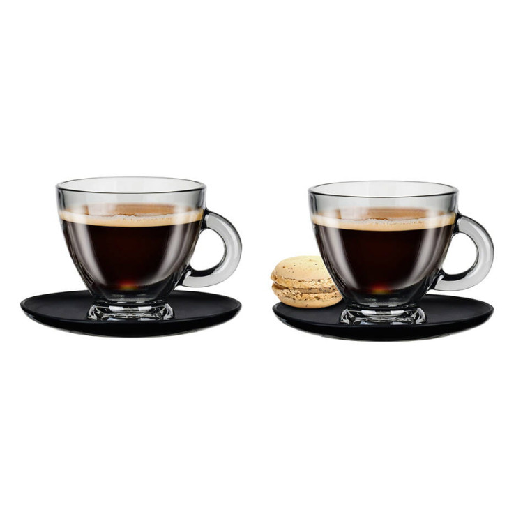 Serwis kawowy szklany na 6 osób Glasmark Roma Midnight zestaw 6 filiżanek ze spodkami Serwis kawowy szklany na 6 osób Glasmark Roma Midnight zestaw 6 filiżanek ze spodkami