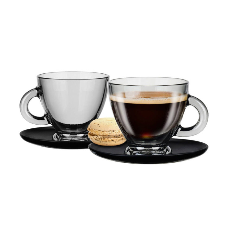 Serwis kawowy szklany na 6 osób Glasmark Roma Midnight zestaw 6 filiżanek ze spodkami Serwis kawowy szklany na 6 osób Glasmark Roma Midnight zestaw 6 filiżanek ze spodkami