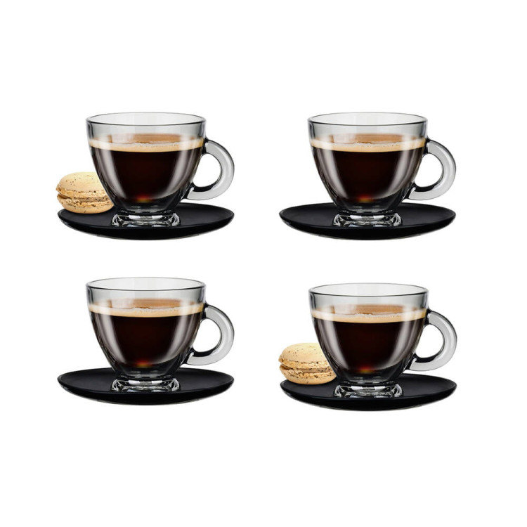 Serwis kawowy szklany na 6 osób Glasmark Roma Midnight zestaw 6 filiżanek ze spodkami Serwis kawowy szklany na 6 osób Glasmark Roma Midnight zestaw 6 filiżanek ze spodkami