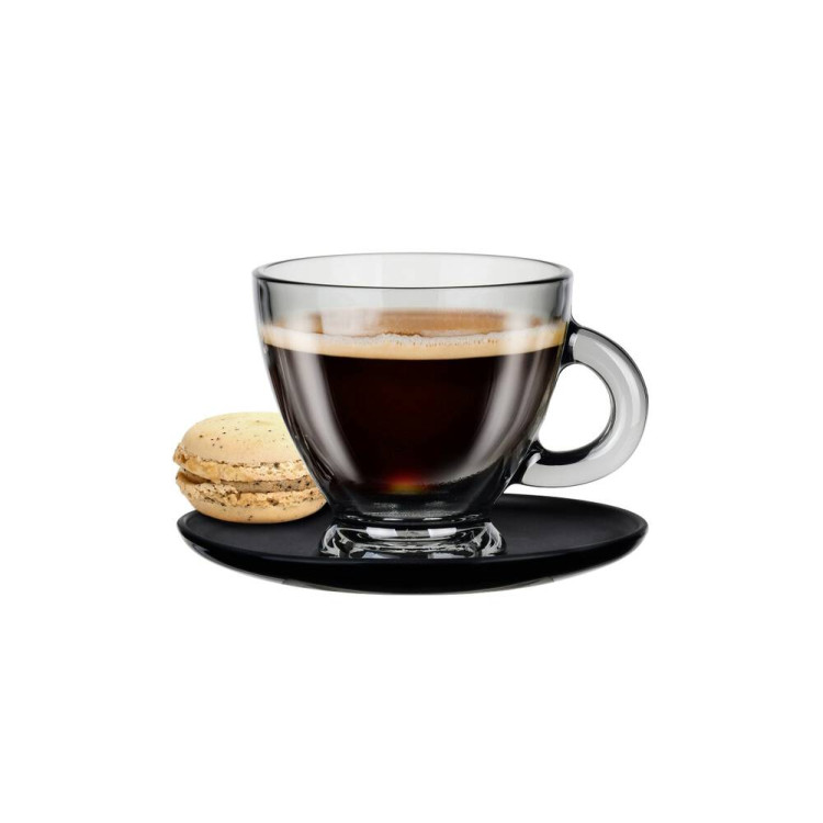 Serwis kawowy szklany na 6 osób Glasmark Roma Midnight zestaw 6 filiżanek ze spodkami Serwis kawowy szklany na 6 osób Glasmark Roma Midnight zestaw 6 filiżanek ze spodkami