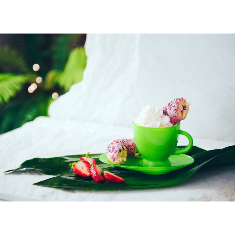 Serwis kawowy na 6 osób Glasmark Roma zestaw 6 zielonych filiżanek ze spodkami