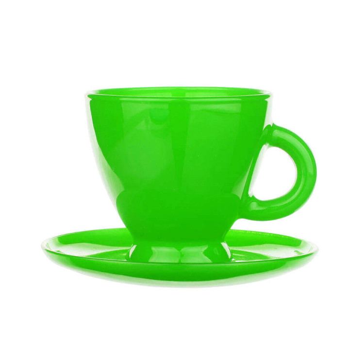 Serwis kawowy na 6 osób Glasmark Roma zestaw 6 zielonych filiżanek ze spodkami