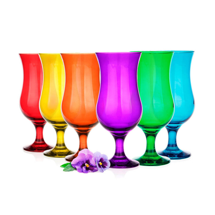 Szklanki na nóżce Glasmark kieliszki koktajlowe kolorowe 420 ml zestaw 6 sztuk