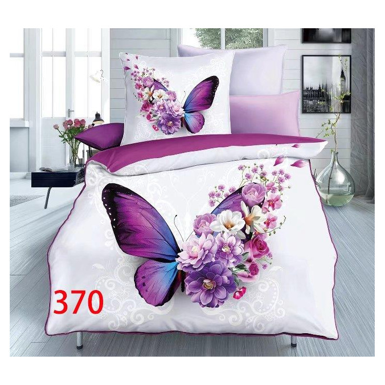 Pościel 200x220 bawełna satynowa 3D Cotton World gruba 3 części 370 motyl i kwiaty Pościel 200x220 bawełna satynowa 3D Cotton World gruba 3 części 370 motyl i kwiaty