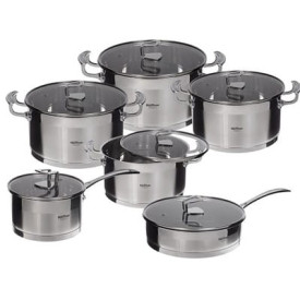 Garnki stalowe na indukcje Hoffner HF 9945 / HF 9977 patelnia rondel zestaw indukcyjne dno