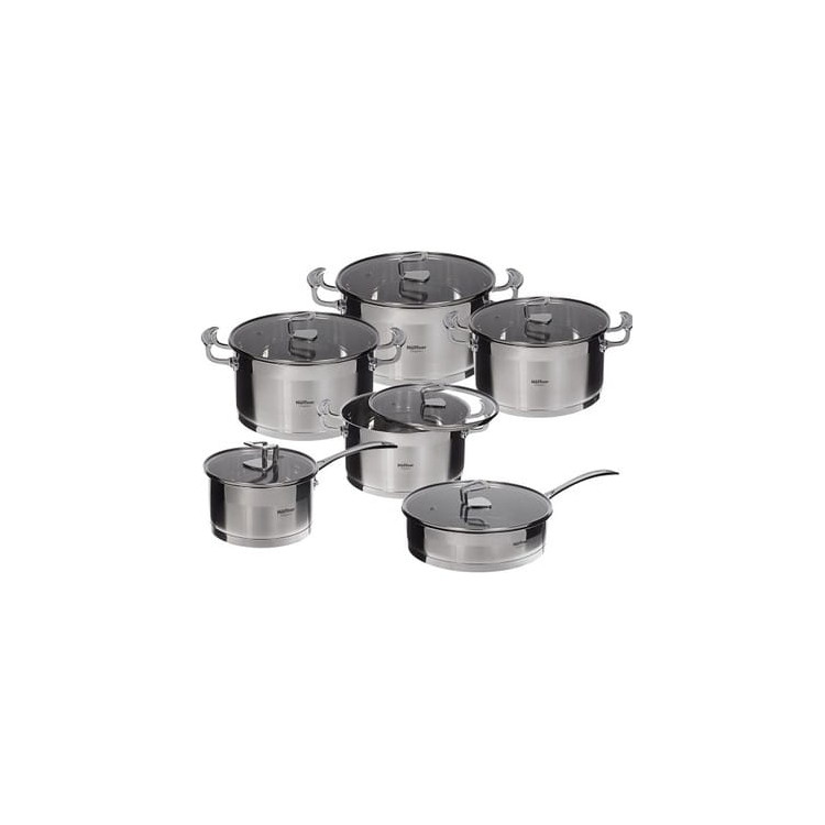 Garnki stalowe na indukcje Hoffner HF 9945 / HF 9977 patelnia rondel zestaw indukcyjne dno