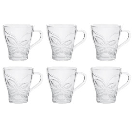 Szklanki z uchem stożek kwiaty 280 ml zestaw 6 szklanek