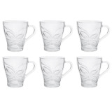 Szklanki z uchem stożek kwiaty 280 ml zestaw 6 szklanek