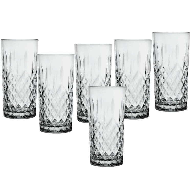 Szklanki do drinków napojów Glasmark wysokie 300 ml zestaw 6 szklanek szare Szklanki do drinków napojów Glasmark wysokie 300 ml zestaw 6 szklanek szare