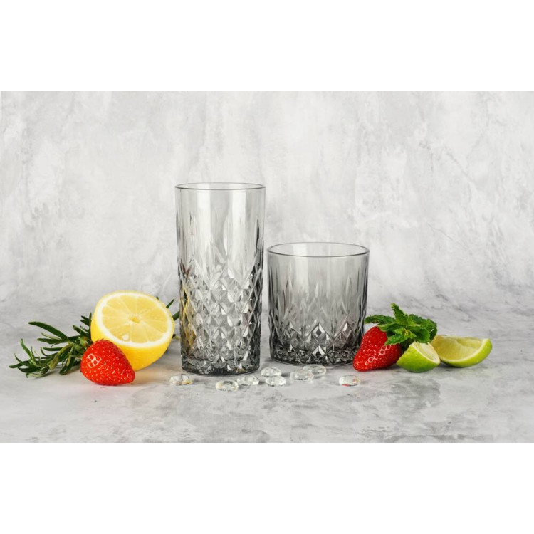 Szklanki do drinków napojów Glasmark wysokie 300 ml zestaw 6 szklanek szare Szklanki do drinków napojów Glasmark wysokie 300 ml zestaw 6 szklanek szare