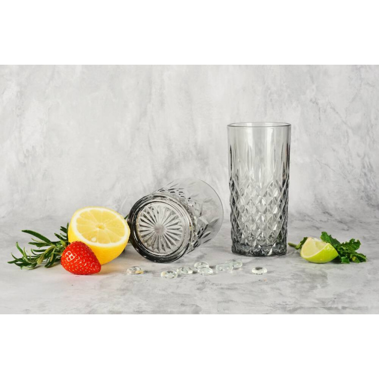 Szklanki do drinków napojów Glasmark wysokie 300 ml zestaw 6 szklanek szare Szklanki do drinków napojów Glasmark wysokie 300 ml zestaw 6 szklanek szare