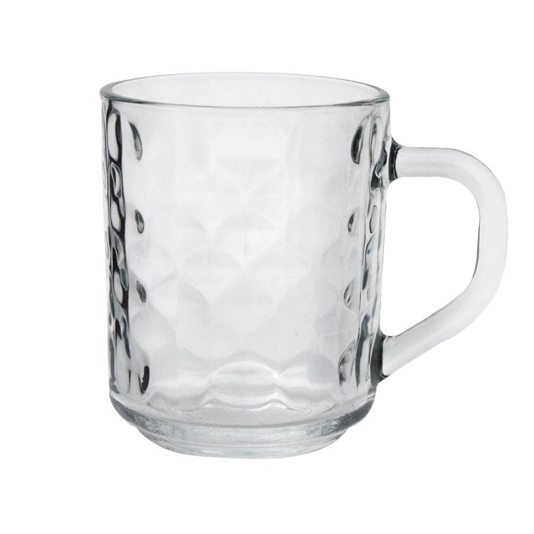 Szklanki z uchem proste 250 ml fale zestaw 6 szklanek Szklanki z uchem proste 250 ml fale zestaw 6 szklanek