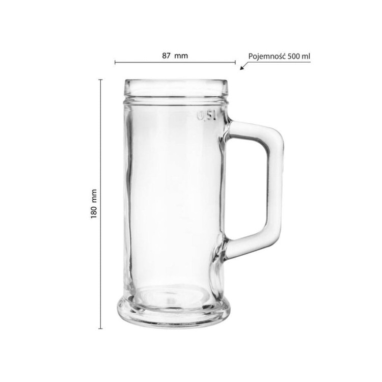 Kufel do piwa wysoki Glasmark 500 ml z uchem szklany Kufel do piwa wysoki Glasmark 500 ml z uchem szklany
