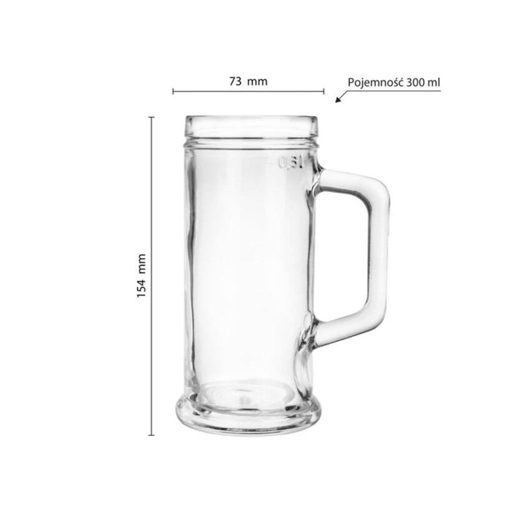 Kufel do piwa wysoki Glasmark 300 ml z uchem szklany Kufel do piwa wysoki Glasmark 300 ml z uchem szklany