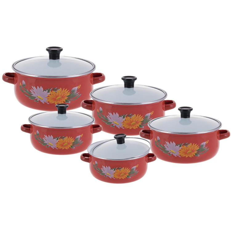 Garnki emaliowane Klausberg KB 7170  zestaw garnków emaliowane garnek GAZ emalia czerwone Garnki emaliowane Klausberg KB 7170  zestaw garnków emaliowane garnek GAZ emalia czerwone