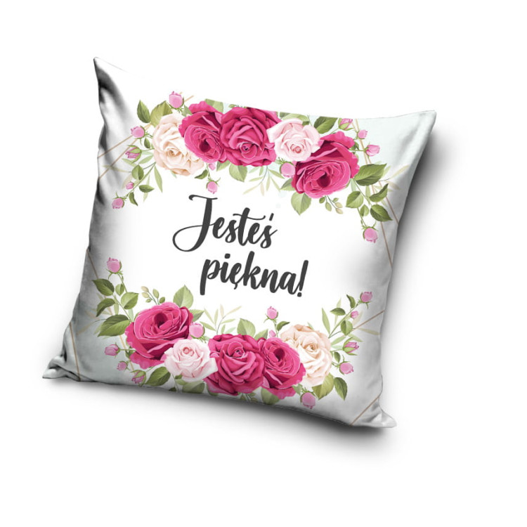 Poszewka 40x40 na poduszkę jaśka realistyczny wzór JESTEŚ PIĘKNA