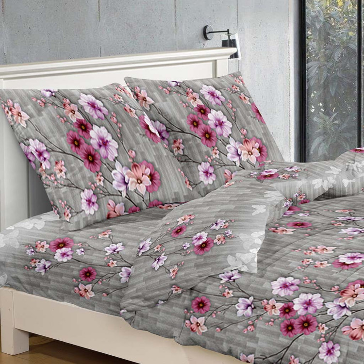 Pościel 160x200 bawełna satynowa 3D Cotton World gruba 3 części 2333 kwiaty Pościel 160x200 bawełna satynowa 3D Cotton World gruba 3 części 2333 kwiaty
