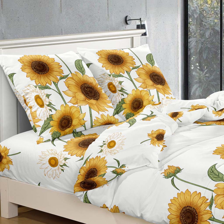Pościel 200x220 bawełna satynowa 3D Cotton World gruba 3 części 2335 słoneczniki Pościel 200x220 bawełna satynowa 3D Cotton World gruba 3 części 2335 słoneczniki