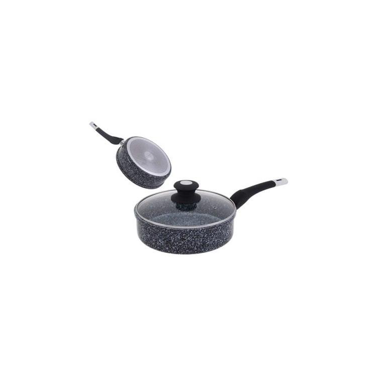 Patelnia Edenberg EB 9147 Marmurowa Głęboka z pokrywką 24 cm