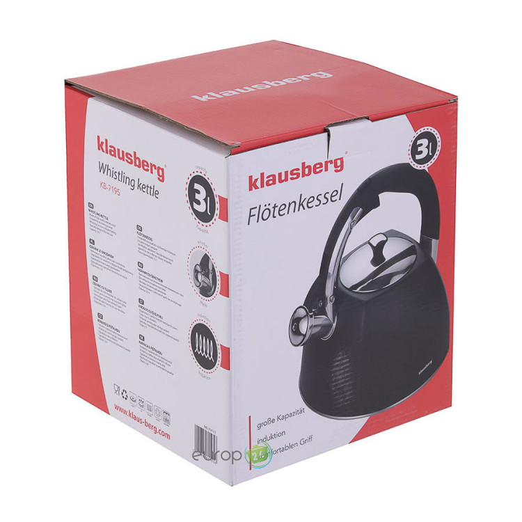 Czajnik Klausberg KB 7195 Stalowy z gwizdkiem 3 L INDUKCJA GAZ