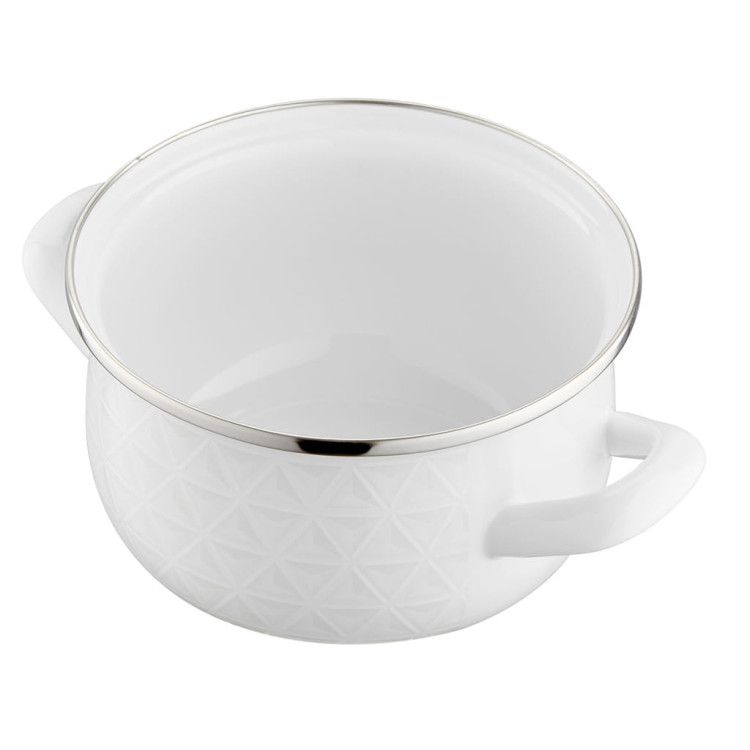 Garnki emaliowane Pleszew Pyza Diamond zestaw 5 garnków 16/18/20/22/24 cm białe Garnki emaliowane Pleszew Pyza Diamond zestaw 5 garnków 16/18/20/22/24 cm białe