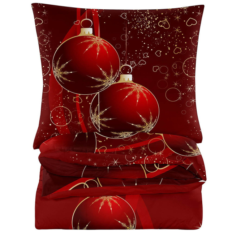 Pościel świąteczna 160x200 bawełna satynowa 3D Cotton World gruba 3 części 2401 bombki Pościel świąteczna 160x200 bawełna satynowa 3D Cotton World gruba 3 części 2401 bombki