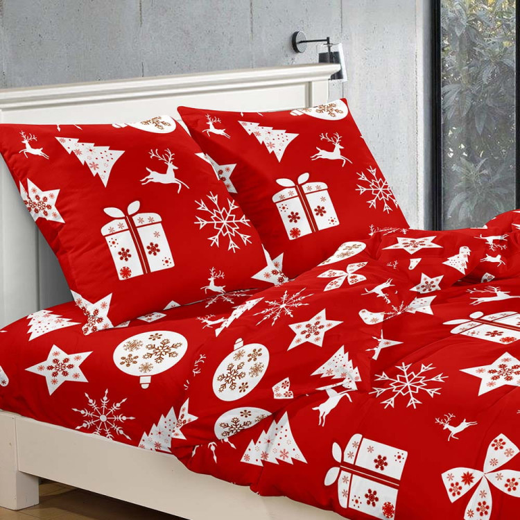 Pościel świąteczna 160x200 bawełna satynowa 3D Cotton World gruba 3 części 2395 Pościel świąteczna 160x200 bawełna satynowa 3D Cotton World gruba 3 części 2395