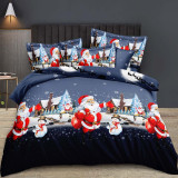 Pościel świąteczna 160x200 bawełna satynowa 3D Cotton World gruba 3 części 2396 mikołaj i bałwanek
