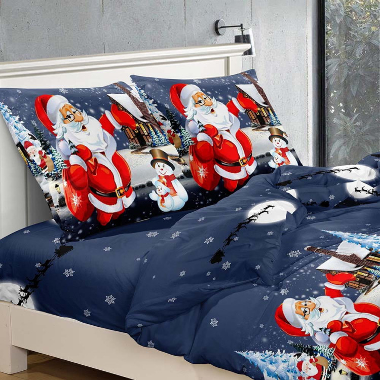 Pościel świąteczna 160x200 bawełna satynowa 3D Cotton World gruba 3 części 2396 mikołaj i bałwanek Pościel świąteczna 160x200 bawełna satynowa 3D Cotton World gruba 3 części 2396 mikołaj i bałwanek