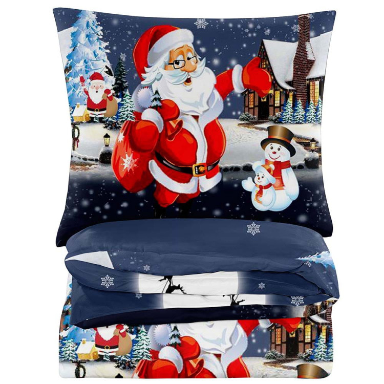 Pościel świąteczna 160x200 bawełna satynowa 3D Cotton World gruba 3 części 2396 mikołaj i bałwanek Pościel świąteczna 160x200 bawełna satynowa 3D Cotton World gruba 3 części 2396 mikołaj i bałwanek