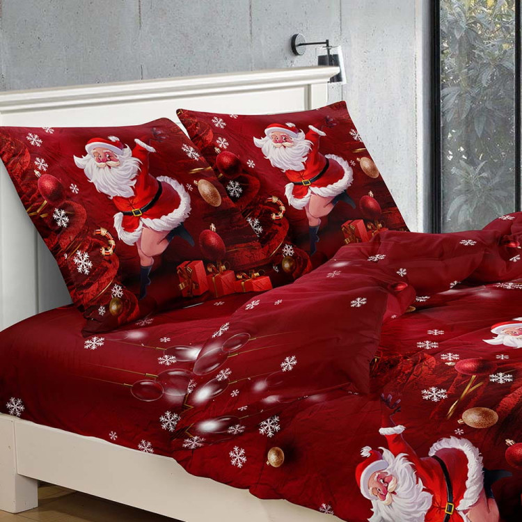 Pościel świąteczna 160x200 bawełna satynowa 3D Cotton World gruba 3 części 2391 mikołaj Pościel świąteczna 160x200 bawełna satynowa 3D Cotton World gruba 3 części 2391 mikołaj