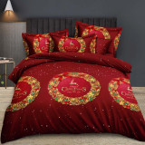 Pościel świąteczna 200x220 bawełna satynowa 3D Cotton World gruba 3 części 2399 Merry Christmas